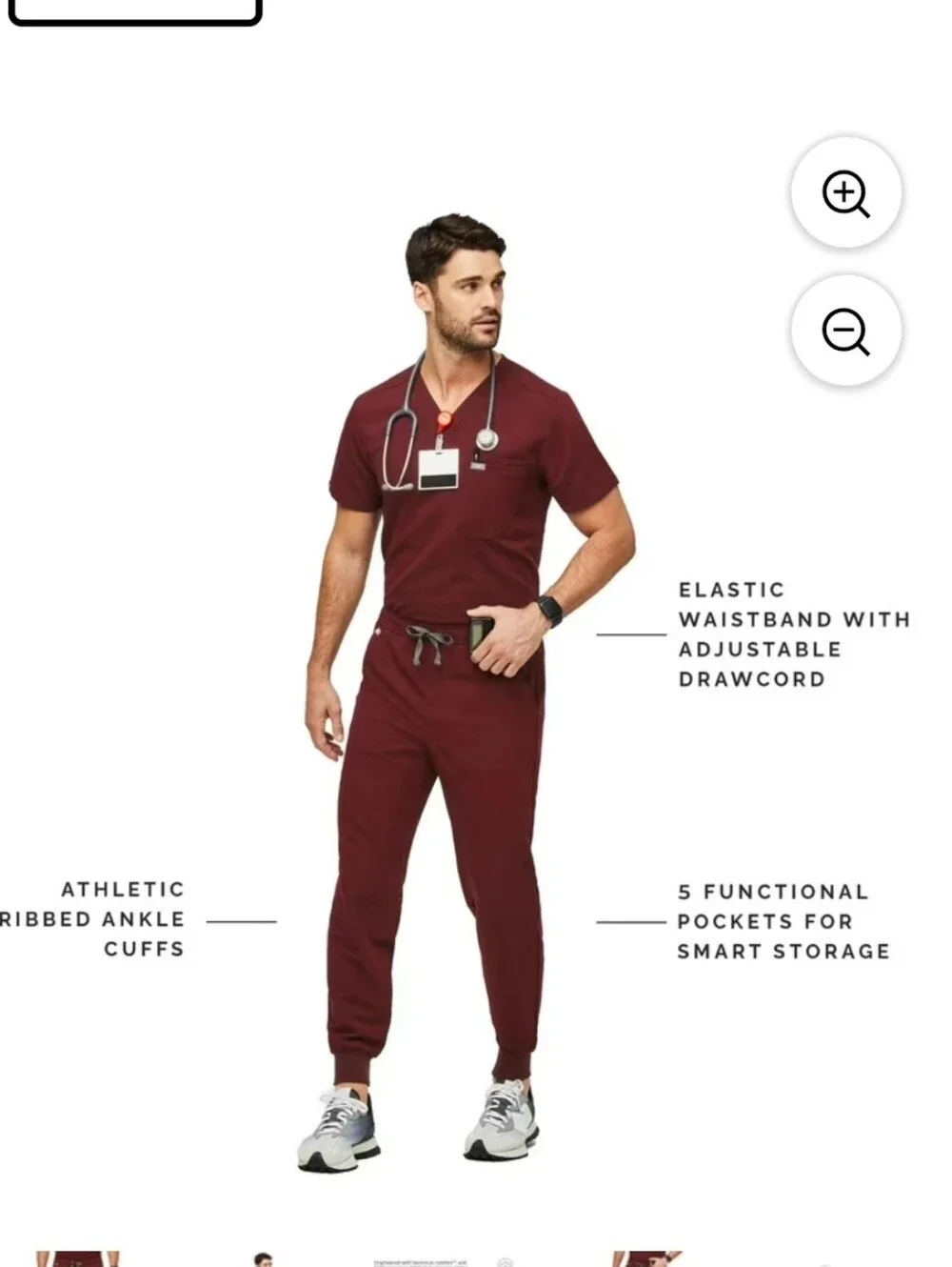 Figs Men's Tansen Jogger Scrub Pants, Burgundy, Large